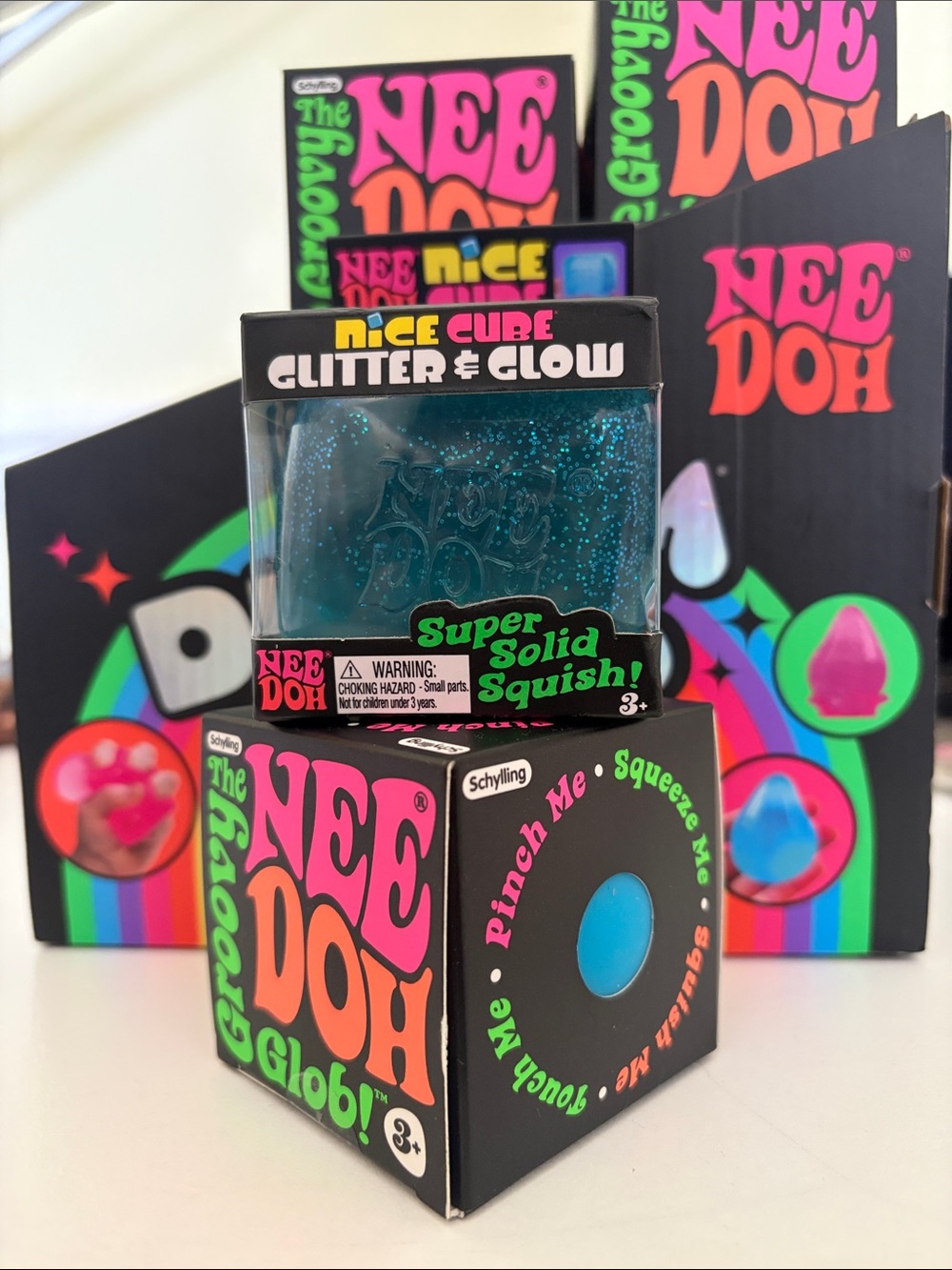 Blue NeeDoh Bundle 💙 Glitter & Glow Nice Cube + Groovy Glob